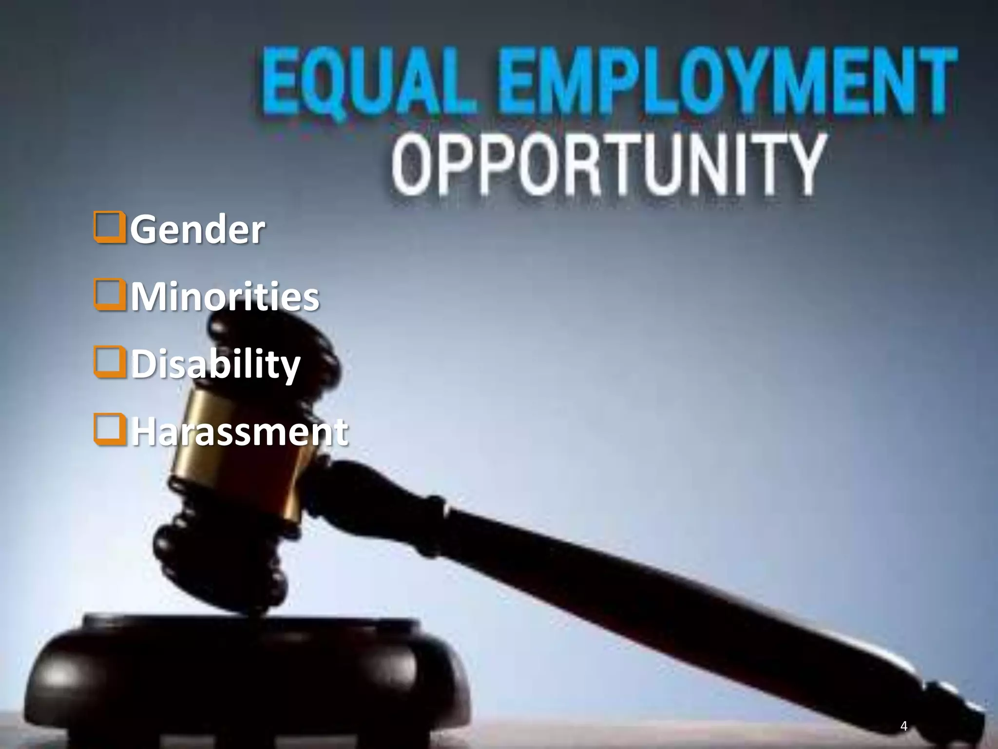 Gender
Minorities
Disability
Harassment
4
 