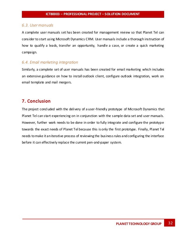 solution report for planet technology