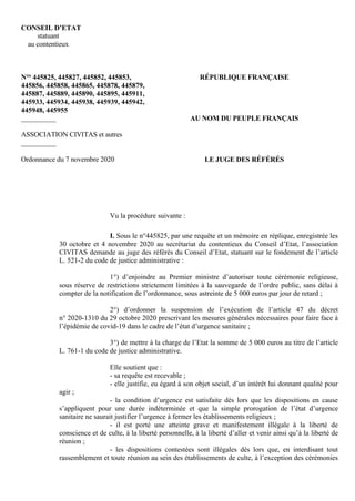 CONSEIL D’ETAT
statuant
au contentieux
N°s
445825, 445827, 445852, 445853,
445856, 445858, 445865, 445878, 445879,
445887,...