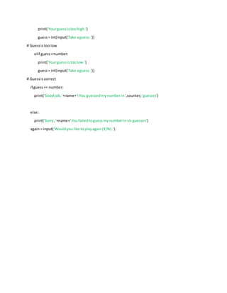 Guess a number game v1.00 | Programming Languages | Computing