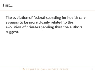 C O N G R E S S I O N A L B U D G E T O F F I C E
The evolution of federal spending for health care
appears to be more clo...
