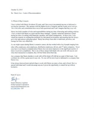 Sherry Recommendation Letter - Mark Taylor