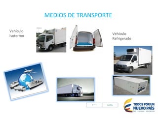 MEDIOS DE TRANSPORTE
Vehículo
Isotermo
Vehículo
Refrigerado
 