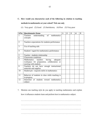 Factors Leading to Poor Performance in Mathematics | PDF
