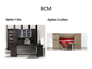 BCM
Option I Zira Option 2 Lufton
 