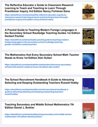 Teaching to Learn Learning to Teach A Handbook for Secondary School ...