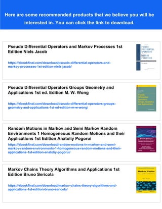 Pseudo Differential Operators and Markov Processes Volume III Markov ...