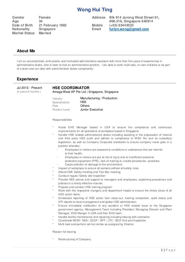 resume wong hui ting