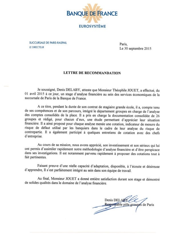 la lettre de recommandation professionnelle