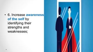 • 6. Increase awareness
of the self by
identifying their
strengths and
weaknesses;
 