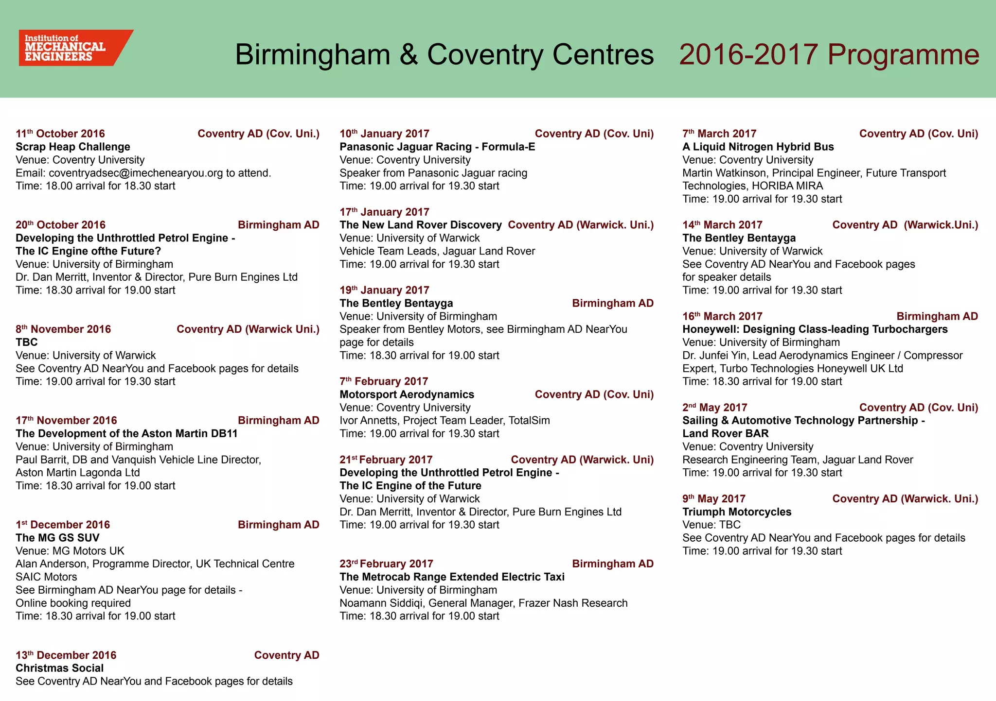IMechE Birmingham and Coventry 2016 | PPT