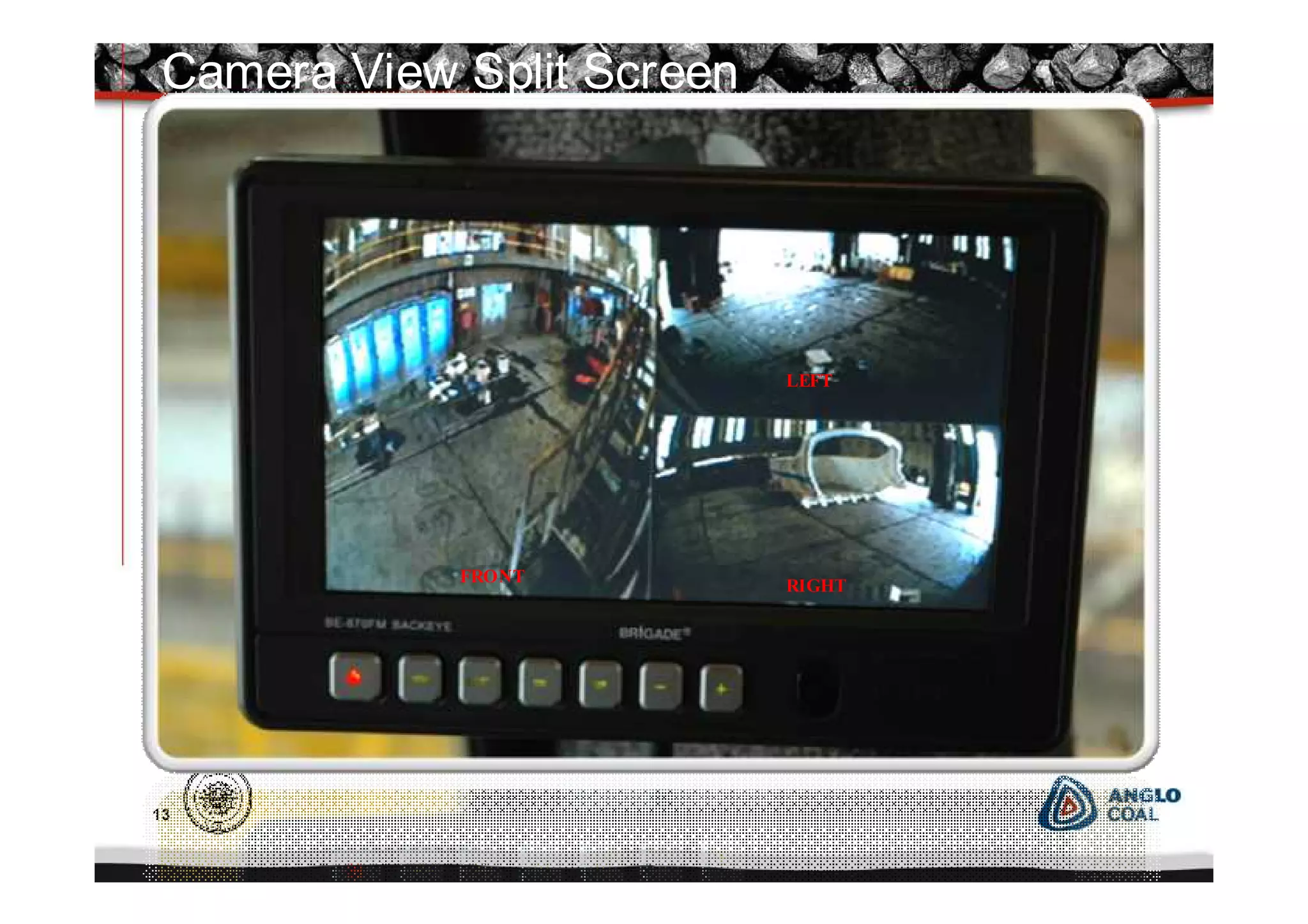 13
Camera View Split Screen
FRONT
RIGHT
LEFT
 