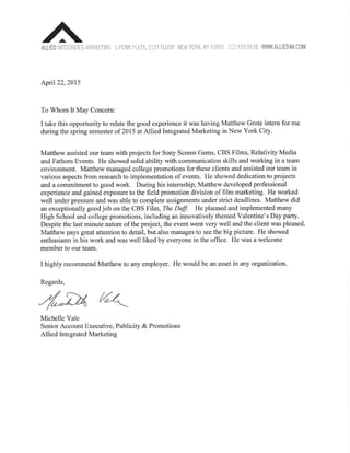 Matthew Grote recommendation letter