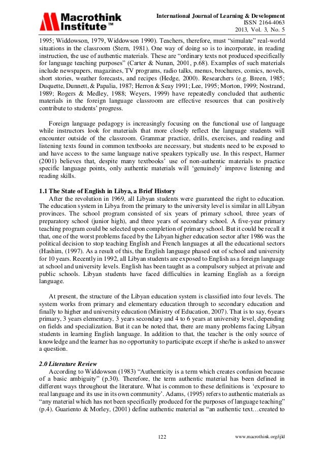 Reading Material Authentic Materials in Reading Lessons