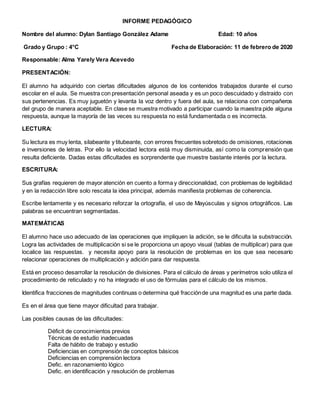 Informe pedagogico