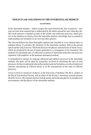 Molecular Collisions In The Interstellar Medium 2nd Ed David Flower | PDF