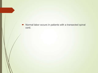  Normal labor occurs in patients with a transected spinal
cord.
 