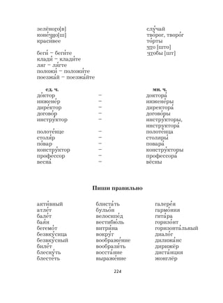 224
зелёного[в] слу
,
чай
коне
,
чно[ш] тво
,
рог, творо
,
г
краси
,
вее то
,
рты
что [што]
беги
,
– беги
,
те чтобы [шт]
клади
,
– клади
,
те
ляг – ля
,
гте
положи
,
– положи
,
те
поезжа
,
й – поезжа
,
йте
ед. ч. мн. ч.
до
,
ктор – доктора
,
инжене
,
р – инжене
,
ры
дире
,
ктор – директора
,
догово
,
р – догово
,
ры
инстру
,
ктор – инстру
,
кторы,
инструктора
,
полоте
,
нце – полоте
,
нца
столя
,
р – столяры
,
по
,
вар – повара
,
констру
,
ктор – констру
,
кторы
профе
,
ссор – профессора
,
весна
,
– вёсны
Пиши правильно
акти
,
вный
атле
,
т
бале
,
т
бая
,
н
бегемо
,
т
безвку
,
сица
безвку
,
сный
биле
,
т
блесну
,
ть
блесте
,
ть
блиста
,
ть
бульо
,
н
велосипе
,
д
вестибю
,
ль
витри
,
на
вокру
,
г
воображе
,
ние
вообрази
,
ть
восста
,
ние
выраже
,
ние
галере
,
я
гармо
,
ния
гита
,
ра
горизо
,
нт
горизонта
,
льный
диало
,
г
дилижа
,
нс
дирижёр
диста
,
нция
жонглёр
 