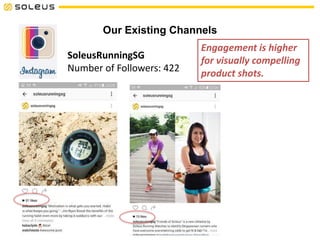 Our Existing Channels
SoleusRunningSG
Number of Followers: 422
Engagement is higher
for visually compelling
product shots.
 