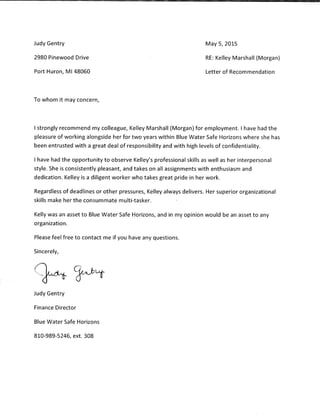 Letter of Recommendation Finance Director
