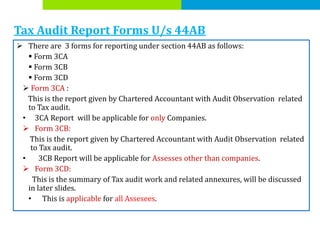 Revised 3CD of 44AB Tax Audit Check List FY 2017-18 | PPTX
