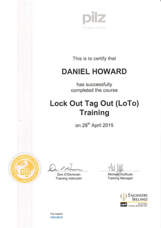 Pliz Lock Out Tag Out Training Cert
