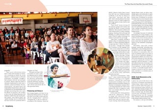 SangSaeng Summer / Autumn 2015 1110
FOCUS
googleable.”
Open access information means
there is little need nowadays to memo-
rise, something no doubt the recent
OpenCon conference-goers in Brussels
would agree. Accordingly, I struggle to
find resonance with the “put more girls
in schools” rhetoric when the system of
education implemented in most cases is
similarly compartmentalised, divisive,
memorisation- and grade-based, and
employability-focused, hence only serving
to perpetuate our interrelated global crises
through entrenching their very cause:
the illusion of separation. The corollary
to this is that the Global Education First
Initiative’s (GEFI) first and second prior-
ities, namely, “every child in school” and
“quality learning” must be combined with
the third GCED for a profound shift in
Education-As-Usual.
What gives me hope is that
everywhere we look, youth
are waking up and co-creating
their own learning beyond
the classroom, spearheading
social movements and coun-
tering the dominant paradigm
of “economic growth at all costs”
with a fervour and tenacity like no
other generation before.
Presencing and Theory U
Real change happens not when we are
replicating failing patterns of the past,
but when we are able to sense and actu-
alise the “emerging future”—and hence
“emerging self” or who we really are—
according to Otto Scharmer, whose last
During the Youth Climate Summit, New Zealand
The power of play and games
facilitates "presencing" during
the Generation Waking Up
Training, USA
The power of games and play in
participatory learning
MOOC (Massive Online Open Course)
from MIT saw over 10,000 participants
worldwide. To do that, he calls for an
“open mind,” “open heart” and “open
will,” which is also the theme of my recent
discourse at the UN Youth Congress for
500 change-agents in Latin America and
the Caribbean.
“Open mind” means turning off
the projector, going to the window and
opening the blinds. It means noticing
differences. This is, however, still the work
of the rational mind. It is about critiquing,
judging, thinking, disconfirming and
labelling. It is about learning to know,
under UNESCO’s pillars of learning. It is
useful, on some level, but not enough.
“Open heart” is empathy, standing in
another’s shoes. It is about discussion, not
debate. It is about suspending judgment,
recognising that “I think, therefore I
am not here.”—thought often impedes
flow of emotion. It is the language of the
heart, yet we rarely learn it at school.
Meanwhile, both neuroscience and
psychology indicate that we make
decisions based far more on
emotion than logic. Perhaps
that is because emotions
point to our values and what
matters to us. Therefore, it
is no wonder that organ-
isations such as ManKind
Project and Pachamama
Alliance spend countless
hours allowing participants to
unlearn repression—for example,
stop being a child, grow up, do not
cry, do not be a sissy—and honour
their pain years later.
This level of consciousness—“open
heart”—most closely dovetails with
UNESCO’s Learning to Live Together
initiative. I recently led a week-long
transformative workshop series on the
global movement Generation Waking Up
(GenUp) at Orientation Aotearoa (OA),
a year-long programme for youth in New
Zealand who wish to change the world,
and I can certainly affirm the value of
such emotive work.
GenUp treats four critical questions:
“who are we,” “where are we,” “what has
to change” and “what do we do now”
through Scharmer’s U process of open
mind, heart and will, and uses peer-
to-peer sharing, small and large group
sharing, theatre, music, art, dance, story-
telling, games and multimedia to ignite
passion and purpose on socio-environ-
mental issues. Workshops are anywhere
from three hours to seven immersive days.
I have been blessed and amazed to
witness this group of OA youth sharing so
profoundly that there were tears, shouting,
screaming, laughter, love, dancing, singing
and even individuals running out of the
room—perhaps something few teachers
will encounter in such a cathartic and
healing manner.
Accordingly, the power of youth-led
participation for social change is not
merely something tangible in the external
world but also in the internal realm of
values, emotions and sensibility. Our
power comes from our openness and the
capacity to feel unabashed, unapologetic
and vivid.
Meanwhile, “open will” is about
letting go, “presencing,” and letting come.
“Presencing” (a mix of being present and
sensing) is where the magic happens—
the moment in conversation where we
notice an authentic shift in our sense of
self. It is the art of generative dialogue or
transformative stillness yet so few of our
NGOs and enterprises act from this place.
It concerns opening the intention and
aligning it with the attention—a subtle
and sophisticated mix of learning to be
and learning to do. Yet the vast majority
of our education—as well as youth work
in NGOs—is externally-focused, both in
content or process as well as in assess-
ment, and there is a constant sense of
winning and losing.
GCED, Youth Movements as the
Infinite Game
I admire the work of Niki Harré at the
University of Auckland researching the
“Infinite Game,” which is where I see the
future of GCED. While finite games are
about winning and losing, exclusivity, set
rules, replicating winning strategies of the
past, sameness, and hold at stake things of
finite or extrinsic value, the infinite game
concerns play, unyielding inclusivity,
shifting horizons, awe, the “emerging
future,” diversity, creativity and aims to keep
in play things of infinite (intrinsic) value.
For instance, at 40-year old Sudbury
©POWERSHIFTNZ-PACIFIC
The Planet Does Not Need More Successful People
©HanniHanson
©JulieZhu
 