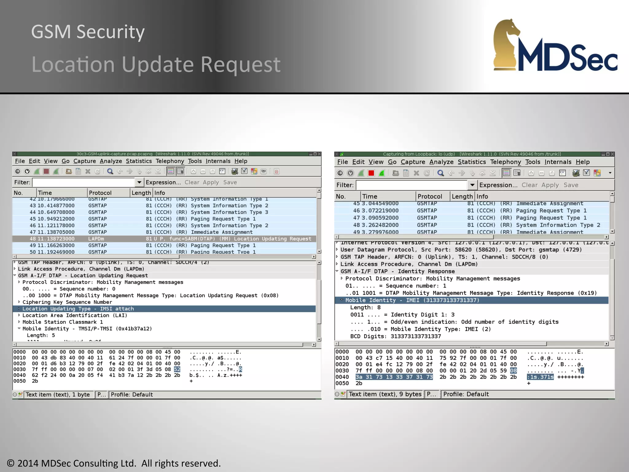GSM 
Security 
LocaAon 
Update 
Request 
© 
2014 
MDSec 
ConsulAng 
Ltd. 
All 
rights 
reserved. 
 