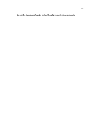 27
Keywords: alumni, conformity, giving, liberal arts, motivation, reciprocity
 