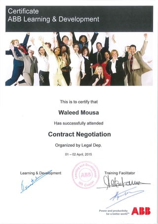 contract negotiation certificate