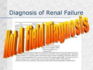 Diagnosis of Renal Failure Not  A  Field Diagnosis 