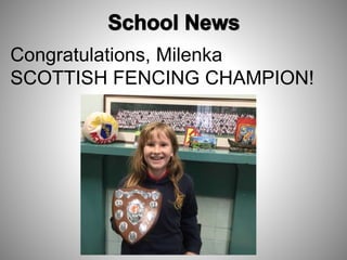Congratulations, Milenka
SCOTTISH FENCING CHAMPION!
 