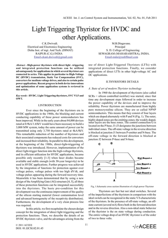 Light Triggering Thyristor for HVDC and other Applications PDF