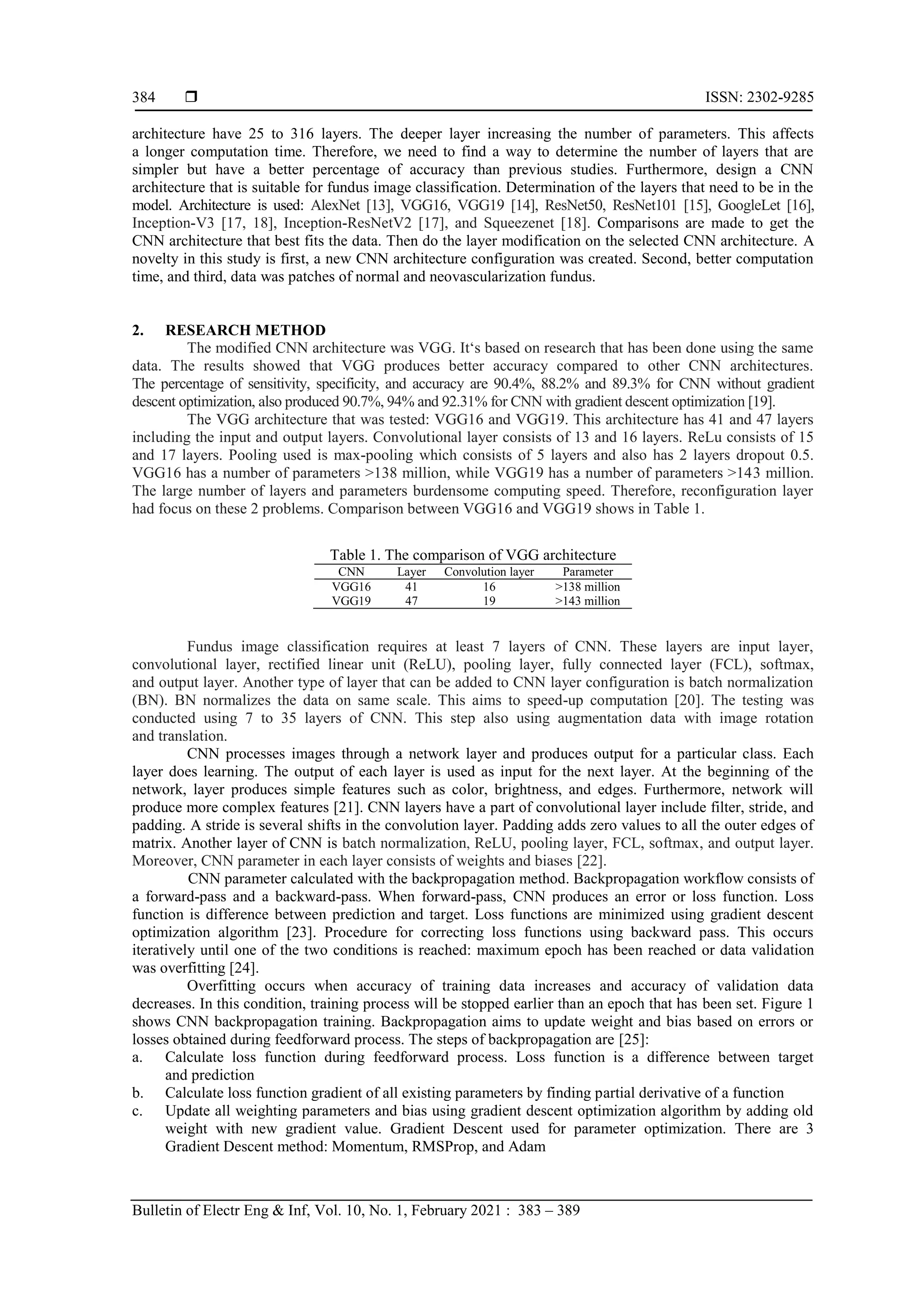Reconfiguration layers of convolutional neural network for fundus ...