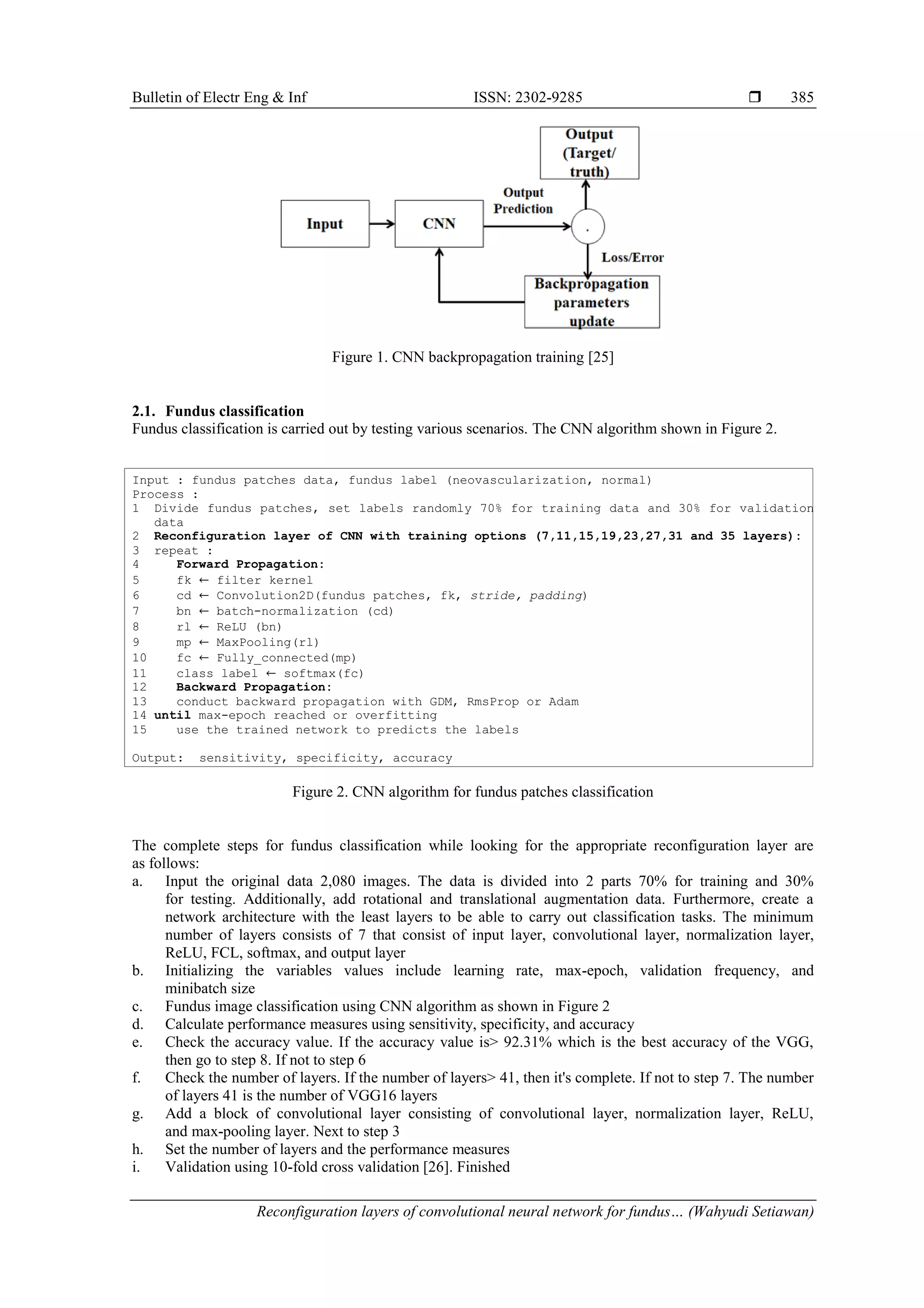 Reconfiguration layers of convolutional neural network for fundus ...