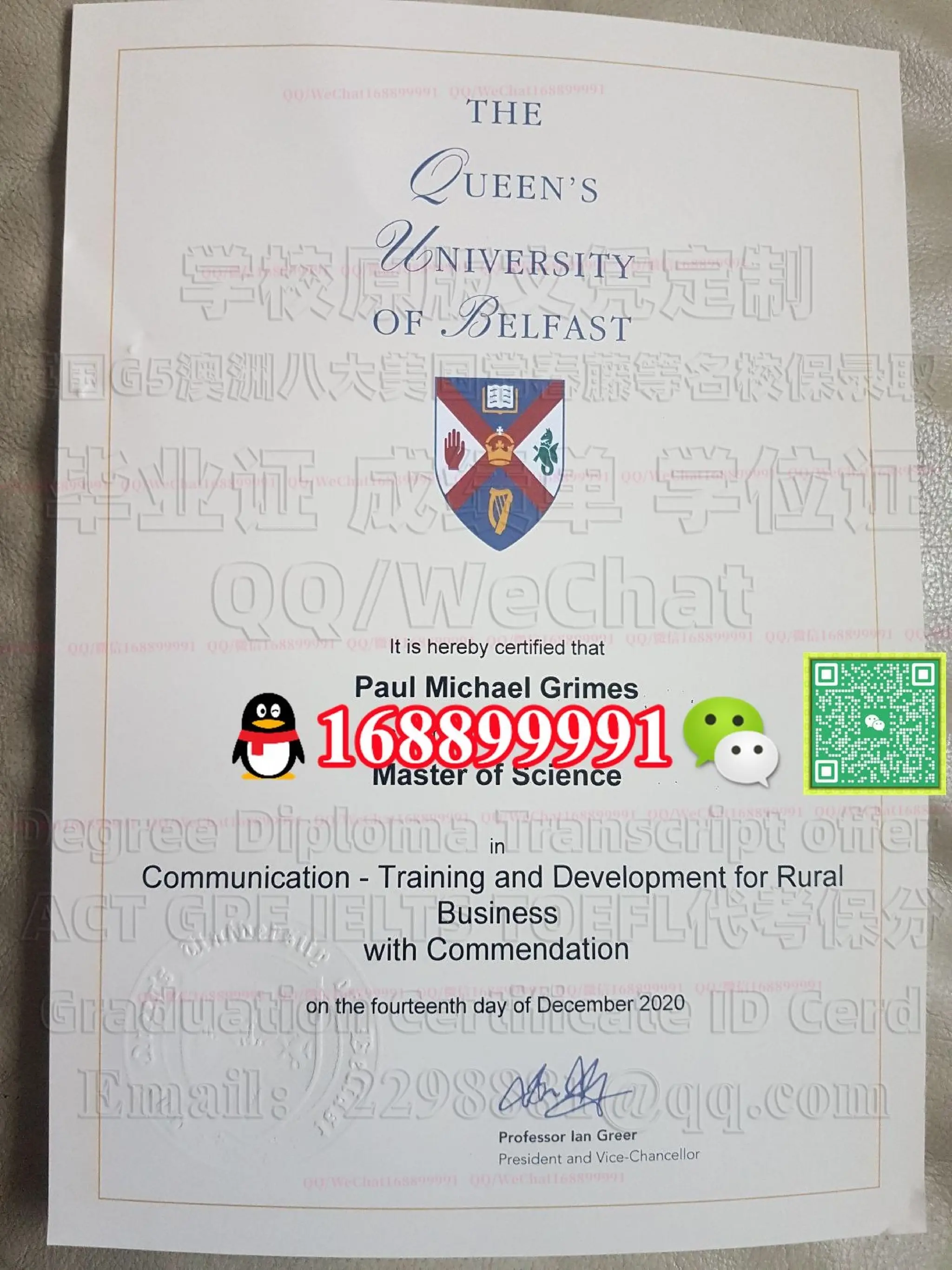 Queen's University Belfast degree offer diploma Transcript | PDF