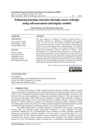 Enhancing learning outcomes through course redesign using self ...