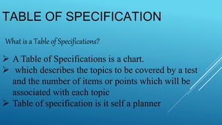 Spec Table Timeline Planning for Assessment | PPTX