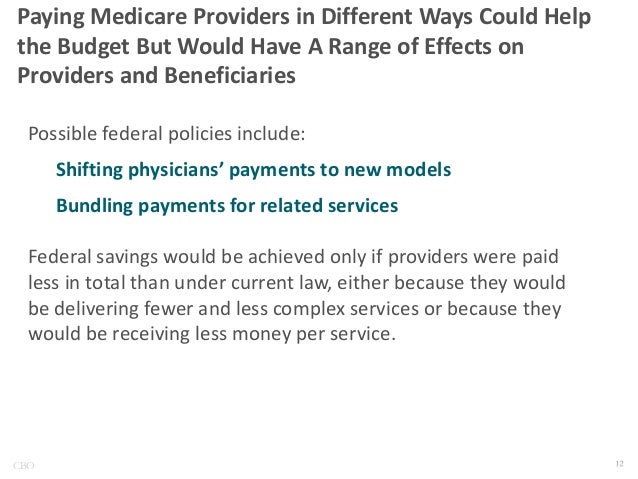 Paying Medicare Providers in Different Ways Could Help
the Budget But Would Have A Range of Effects on
Providers and Benef...