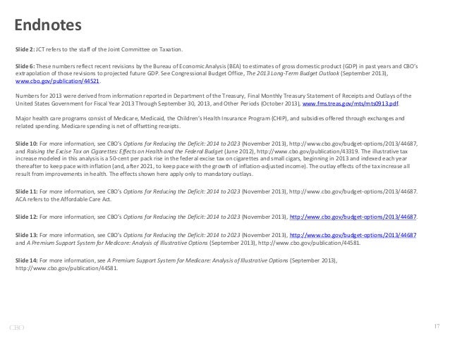 Endnotes
Slide 2: JCT refers to the staff of the Joint Committee on Taxation.
Slide 6: These numbers reflect recent revisi...