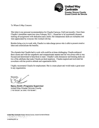 Letter of Reference - United Way