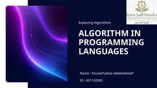 different algorithms in programming languages | PPTX