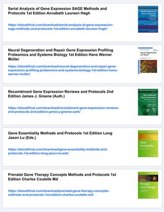 Gene Expression Profiling Methods and Protocols 1st Edition Richard A ...