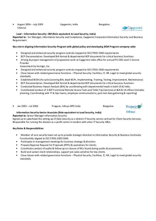 Resume Format For Capgemini Resume Format For Capgemini