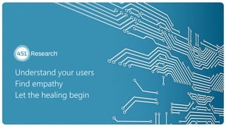 Understand your users
Find empathy
Let the healing begin
15
 
