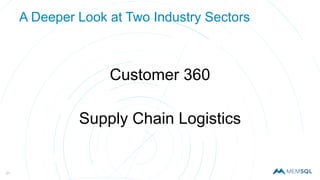 21
A Deeper Look at Two Industry Sectors
Customer 360
Supply Chain Logistics
 