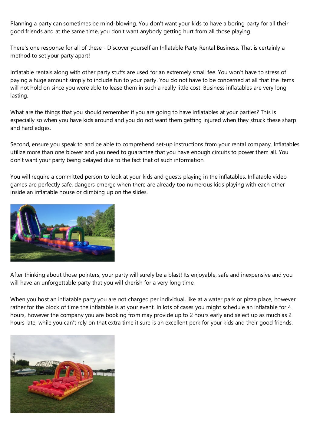 Have A Remarkable Party With An Inflatable Party Rental Business