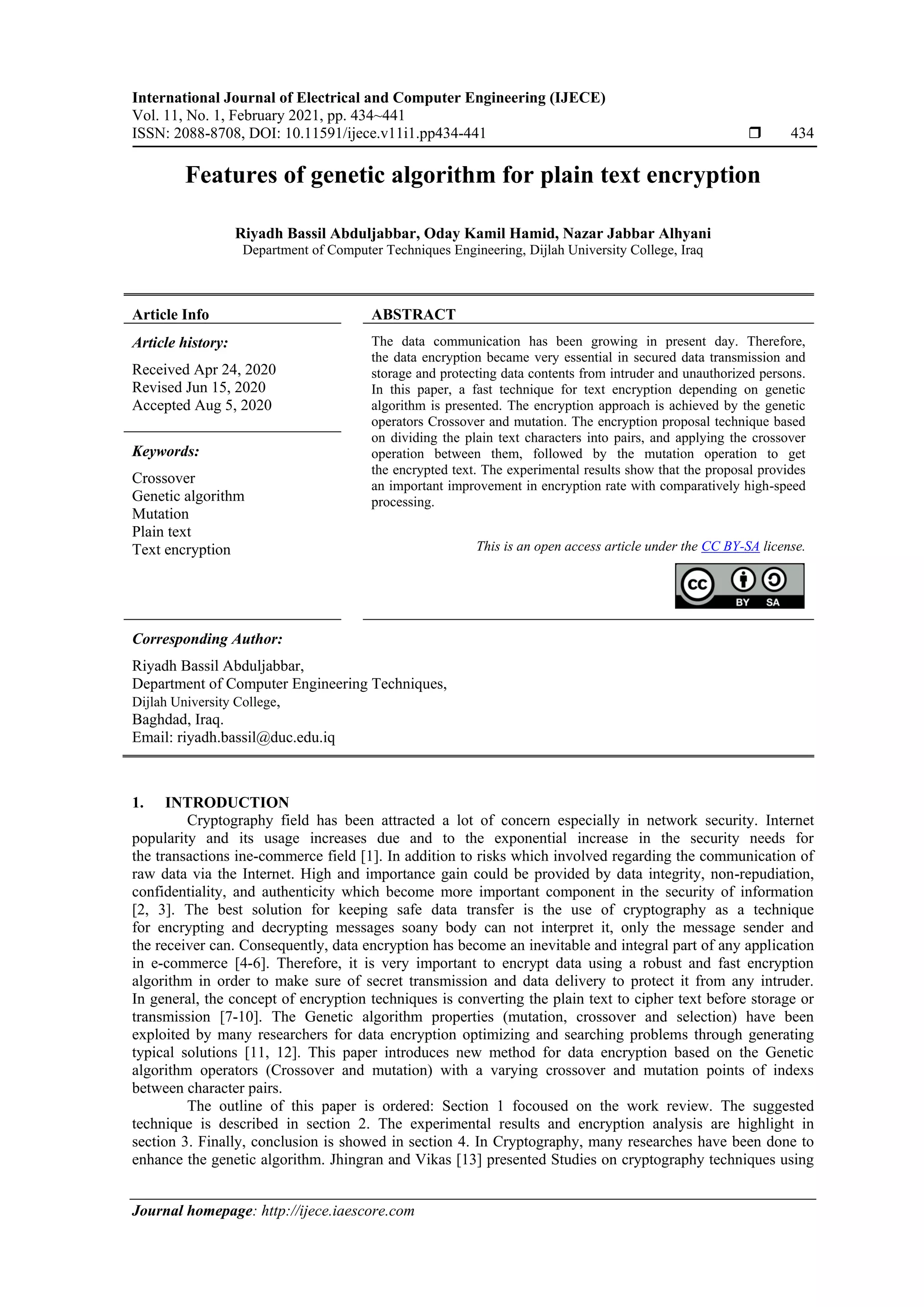 Features of genetic algorithm for plain text encryption | PDF