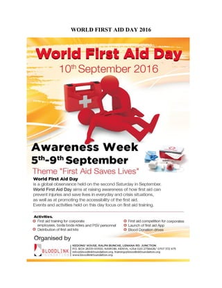 WORLD FIRST AID DAY 2016
 