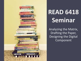 READ 6418
Seminar
Analyzing the Matrix,
Drafting the Paper,
Designing the Digital
Component
 